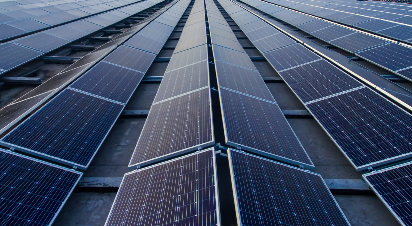 Close-up view of solar panels installed on a rooftop by Xero