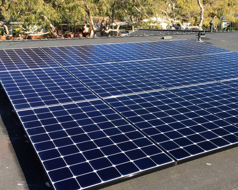 Residential rooftop solar panel installation in California