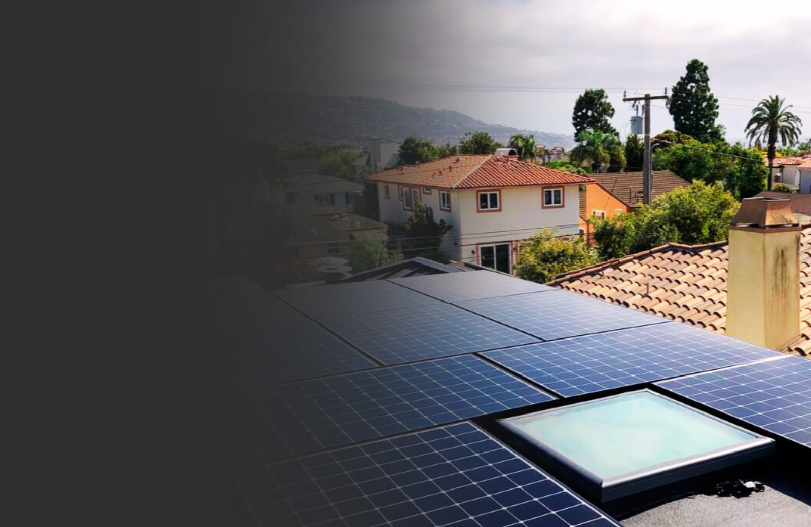 solar panels on roof with black overlay